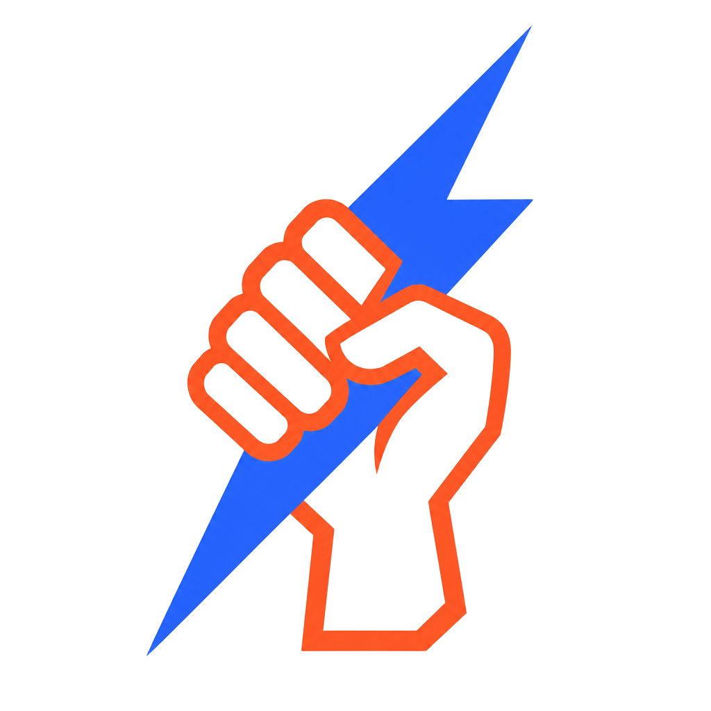 Zottaman logo: a hand grabbing a lightning bolt